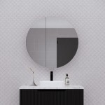 Paris Round Matte Black Shaving Cabinet 800 * 800